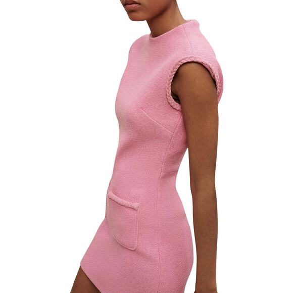 NWT Maje Rapela Tweed Pink Mini Dress Size 8 Medium NEW - Picture 7 of 9